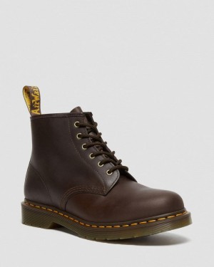 Dr Martin Martens 101 Crazy Horse Leather Ankle Boots (Crazy Horse) Boots Dark Brown | NV32-N2GQ