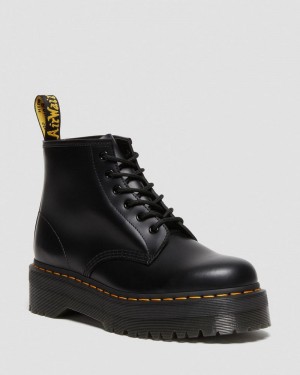 Dr Martin Martens 101 Smooth Leather Platform Ankle Boots (Smooth Leather) Boots Black | EA38-N1BH