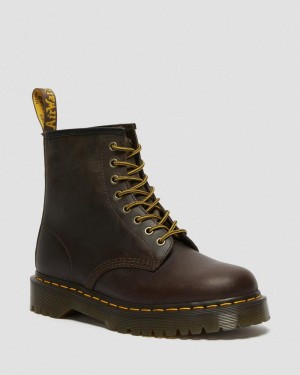 Dr Martin Martens 1460 Bex Crazy Horse Leather Lace Up Boots (Crazy Horse) Platforms Boots Dark Brown | OE15-Q8WI