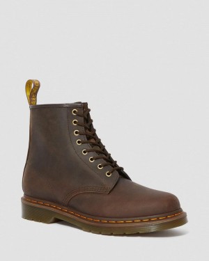 Dr Martin Martens 1460 Crazy Horse Leather Lace Up Boots (Crazy Horse) Boots Brown | ZB22-J5VZ