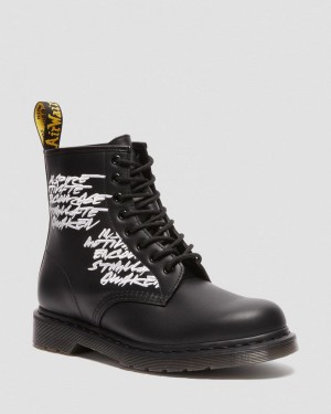 Dr Martin Martens 1460 Futura Embroidered Leather Lace Up Boots (Nappa Leather) Boots Black | TX68-J9WH