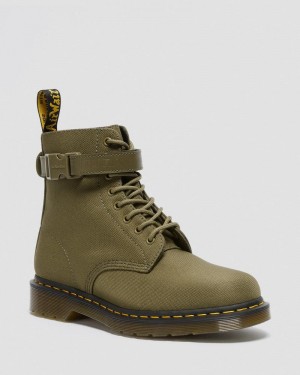 Dr Martin Martens 1460 Futura Olive Strap Lace Up Boots (Extra Tough Nylon) Boots Olive | PW32-O3ZL