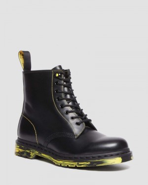 Dr Martin Martens 1460 Marbled Sole Smooth Leather Lace Up Boots (Smooth Leather) Boots Black | PQ41-S2NX