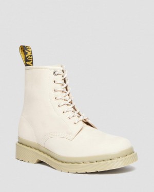 Dr Martin Martens 1460 Mono Milled Nubuck Leather Lace Up Boots (Milled Nubuck Wp) Boots Parchment Beige | SH49-A6JZ