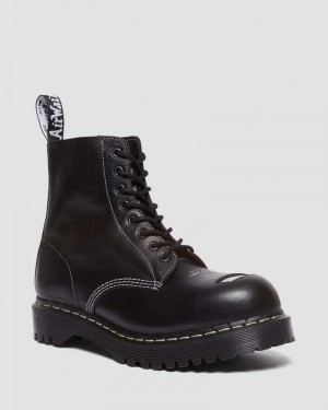 Dr Martin Martens 1460 Pascal Bex Exposed Steel Toe Lace Up Boots (Overdrive) Boots Black | IZ78-L4QF