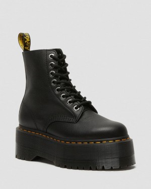 Dr Martin Martens 1460 Pascal Max Leather Platform Boots (Pisa) Boots Black | KJ81-E9AQ