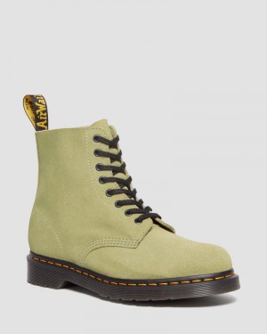 Dr Martin Martens 1460 Pascal Suede Lace Up Boots (E H Suede+E H Suede Mb) Boots Pale Olive | LA86-Y3CE