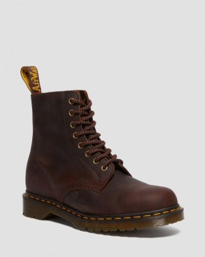 Dr Martin Martens 1460 Pascal Waxed Full Grain Leather Lace Up Boots (Waxed Full Grain) Boots Chestnut | PX88-E7SN