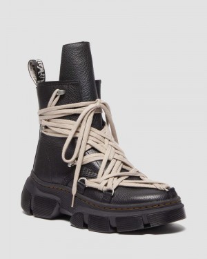 Dr Martin Martens 1460 Rick Owens DMXL Megalace Leather Lace Up Boots (Lunar) Boots Black | VQ03-A0KJ