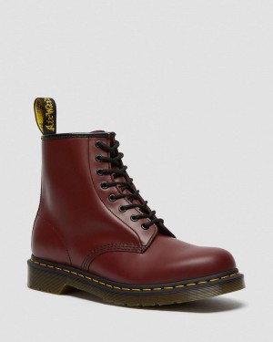 Dr Martin Martens 1460 Smooth Leather Lace Up Boots (Smooth Leather) Boots Cherry Red | MF58-T2TU