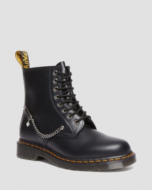 Dr Martin Martens 1460 Swarovski Leather Lace Up Boots (Smooth Leather) Shoes Black | CG54-T2CH