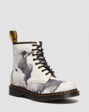 Dr Martin Martens 1460 Tate 'Decalcomania' Backhand Leather Lace Up Boots (Backhand) Boots Multi | FH63-F1PE