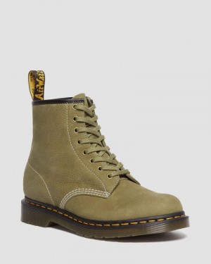 Dr Martin Martens 1460 Tumbled Nubuck Leather Lace Up Boots (Tumbled Nubuck) Boots Muted Olive | EJ90-K1DD