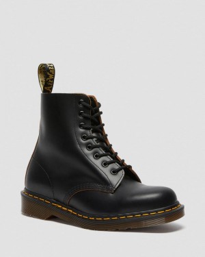 Dr Martin Martens 1460 Vintage Made in England Lace Up Boots (Quilon) Boots Black | IQ32-L8TJ