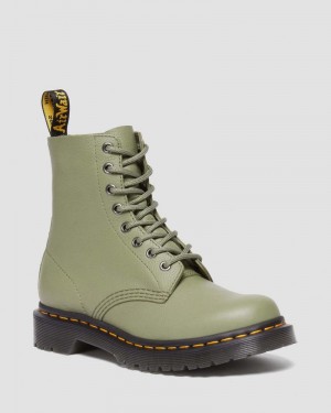 Dr Martin Martens 1460 - Pascal Virginia Leather Boots (Virginia) Boots Muted Olive | GJ14-W2AL