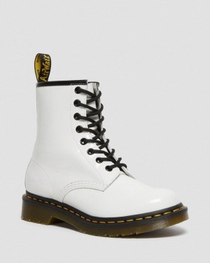 Dr Martin Martens 1460 - Patent Leather Lace Up Boots (Patent Leather) Boots White | ZU55-M9WE