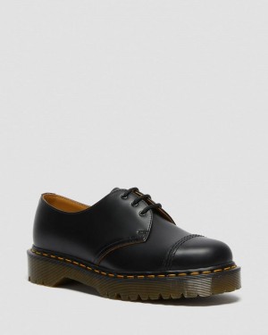 Dr Martin Martens 1461 Bex Made in England Toe Cap Oxford Shoes (Vintage Smooth) Platforms Black | IW33-B3EE