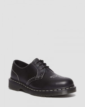 Dr Martin Martens 1461 Gothic Americana Leather Oxford Shoes (Wanama) Shoes Black | VZ17-I8RM