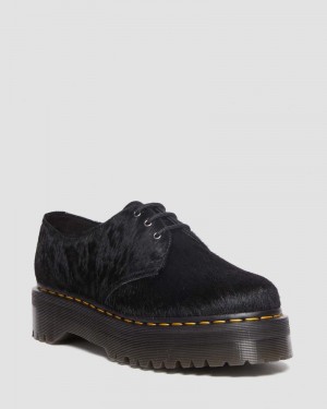 Dr Martin Martens 1461 Hair-On Platform Shoes (Hair On) Platforms Shoes Black Hair On | ME60-K9NH