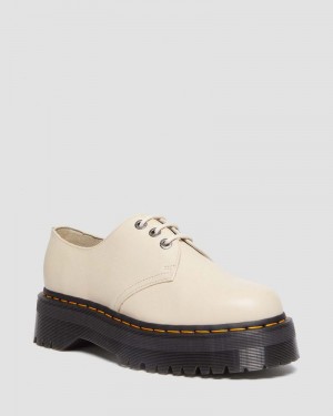 Dr Martin Martens 1461 II Pisa Leather Platform Shoes (Pisa) Platforms Shoes Parchment Beige | BA78-C4VL