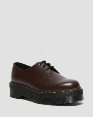 Dr Martin Martens 1461 Smooth Leather Platform Shoes (Smooth Leather) Platforms Burgundy | JV13-U9MG