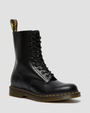 Dr Martin Martens 1490 Smooth Leather Mid Calf Boots (Smooth Leather) Boots Black | CA64-L3WV