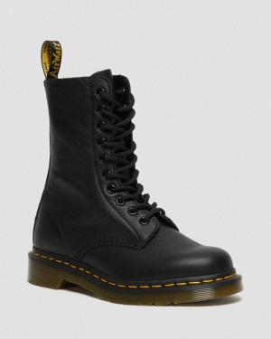 Dr Martin Martens 1490 Virginia Leather Mid Calf Boots (Virginia) Boots Black | SM17-H4OA