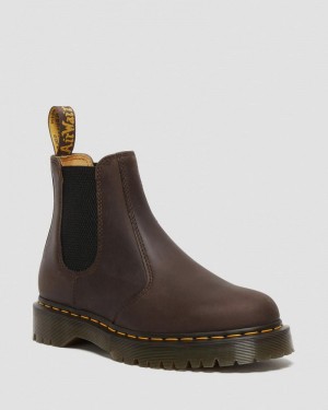 Dr Martin Martens 2976 Bex Crazy Horse Chelsea Boots (Crazy Horse) Platforms Boots Dark Brown | NI65-B6XD