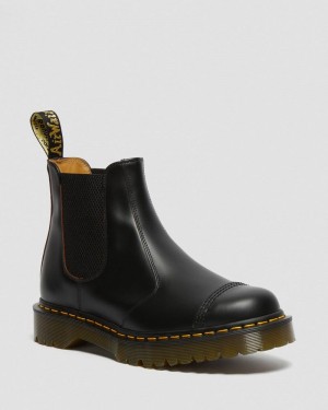 Dr Martin Martens 2976 Bex Made in England Toe Cap Chelsea Boots (Quilon) Shoes Black | NK57-F4YO