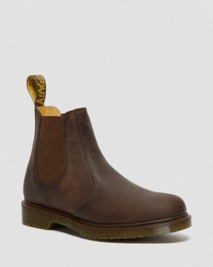 Dr Martin Martens 2976 Crazy Horse Leather Chelsea Boots (Crazy Horse) Boots Brown | EZ23-O7WR