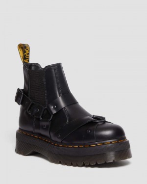 Dr Martin Martens 2976 Harness Leather Platform Chelsea Boots (Paris) Boots Black | MB89-X5IV