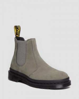 Dr Martin Martens 2976 Milled Nubuck Chelsea Boots (Milled Nubuck Wp) Boots Nickel Grey | CY69-I8RG