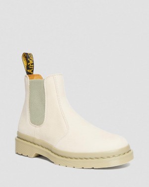 Dr Martin Martens 2976 Mono Milled Nubuck Leather Chelsea Boots (Milled Nubuck Wp) Boots Parchment Beige | KP82-Q7CZ