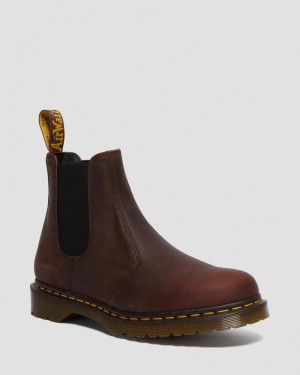 Dr Martin Martens 2976 Waxed Full Grain Leather Chelsea Boots (Waxed Full Grain) Boots Chestnut | AL82-Q9LU