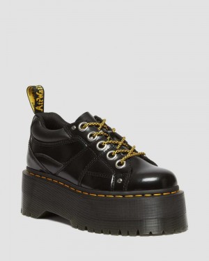 Dr Martin Martens 5-Eye Max Buttero Leather Platform Shoes (Buttero) Platforms Black | XO69-P8KY