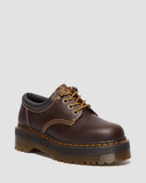 Dr Martin Martens 8053 Arc Crazy Horse Leather Platform Casual Shoes (Crazy Horse) Platforms Dark Brown | YC56-I2NF