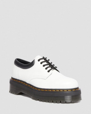 Dr Martin Martens 8053 Leather Platform Casual Shoes (Polished Smooth) Platforms White | GS46-J0XG