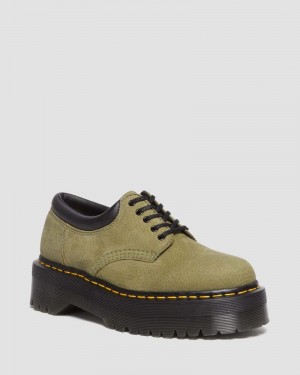 Dr Martin Martens 8053 Tumbled Nubuck Leather Platform Casual Shoes (Titan) Platforms Muted Olive | AM83-W2OO