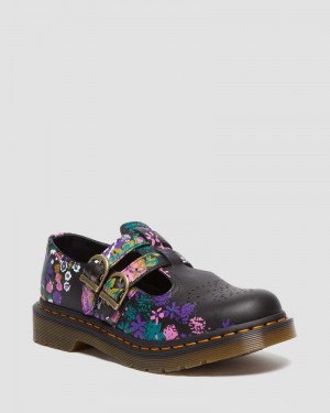 Dr Martin Martens 8065 Vintage Floral Leather Mary Jane Shoes (Vintage Floral Backhand) Shoes Black / Multi | AQ62-M2MS