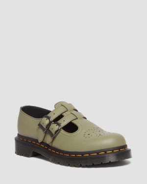 Dr Martin Martens 8065 Virginia Leather Mary Jane Shoes (Virginia) Shoes Muted Olive | MM62-S6MX