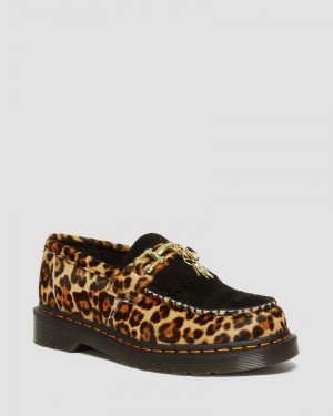 Dr Martin Martens Adrian Hair-On Leopard Print Snaffle Loafers (Hair On+Desert Oasis Suede) Shoes Archive Leopard / Black | WL38-O7QC