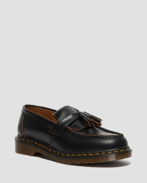 Dr Martin Martens Adrian Made in England Quilon Leather Tassel Loafers (Quilon) Shoes Black | MX56-T7NC