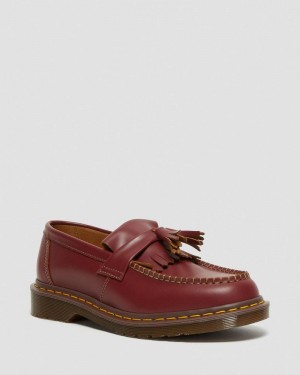 Dr Martin Martens Adrian Made in England Quilon Leather Tassel Loafers (Quilon) Shoes Red | DF41-P3OZ