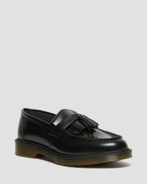 Dr Martin Martens Adrian Smooth Leather Tassel Loafers (Polished Smooth) Shoes Black | FE14-G6ZQ