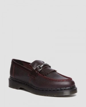 Dr Martin Martens Adrian Snaffle Pebble Grain Leather Kiltie Loafers Shoes Oxblood | NZ75-D2FI