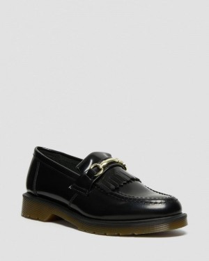 Dr Martin Martens Adrian Snaffle Smooth Leather Kiltie Loafers (Polished Smooth) Shoes Black | BR57-K2HH