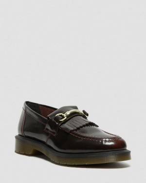 Dr Martin Martens Adrian Snaffle Smooth Leather Kiltie Loafers (Arcadia) Shoes Cherry Red | SJ31-A8JK