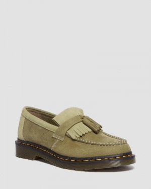 Dr Martin Martens Adrian Tumbled Nubuck Leather Tassel Loafers (Tumbled Nubuck) Shoes Muted Olive | ZW52-U0UU