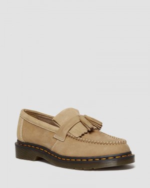 Dr Martin Martens Adrian Tumbled Nubuck Leather Tassel Loafers (Tumbled Nubuck) Shoes Savannah Tan | QD39-D5PA