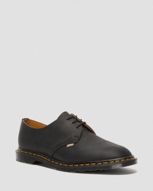 Dr Martin Martens Archie II JJJJound Wyoming Leather Lace Up Shoes (Wyoming) Shoes Black | PX12-O2BQ